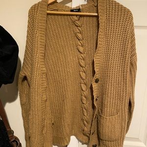 Cable Knit Brown Cardigan : urban outfitter : m